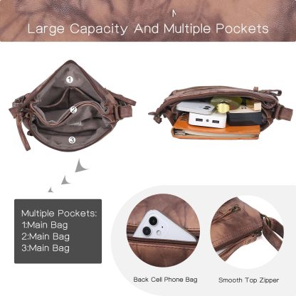 Vintage distressed multi-zip crossbody bag - Image 4