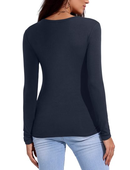 Simple U-neck Slim Long Sleeve Bodysuit - Image 6