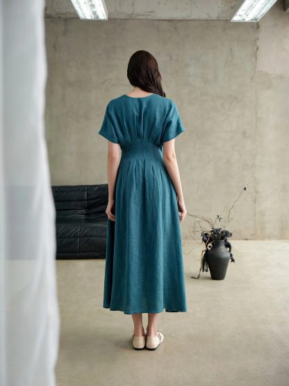 French Fine Linen V-Neck Dress - Image 2
