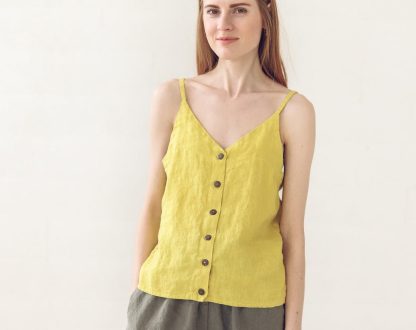 Women's Linen Button Front Camisole - Image 3