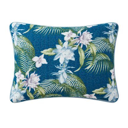 Tropical Blue Floral Bedspread Three-Piece Set - Image 2