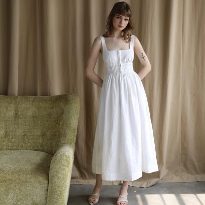 Women's midi linen dress - Image 2
