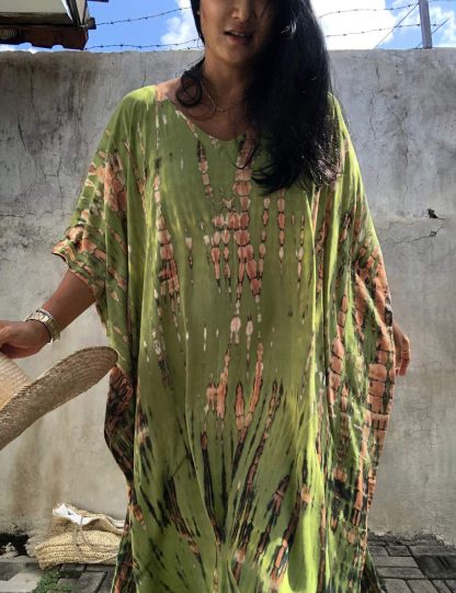 Tie-dye gradient green robe dress - Image 4