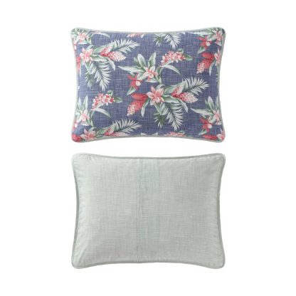 Blue Tropical Floral Quilted Three-Piece Bed Cover Set - Image 6