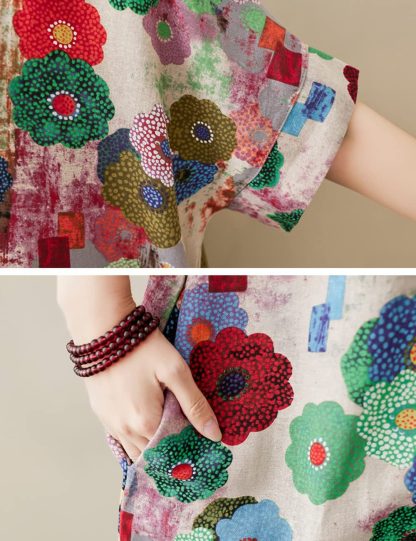 Colorful floral print loose dress - Image 8