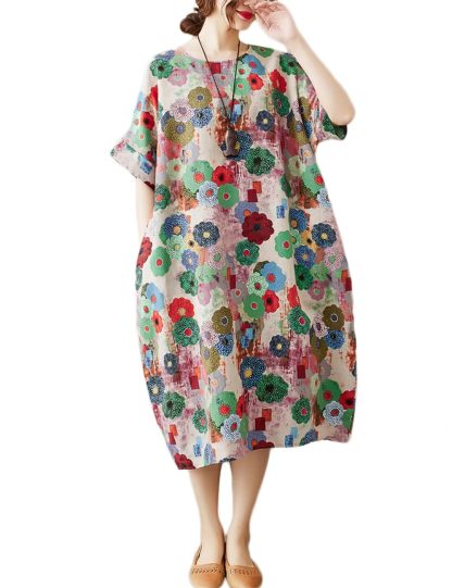 Colorful floral print loose dress - Image 7