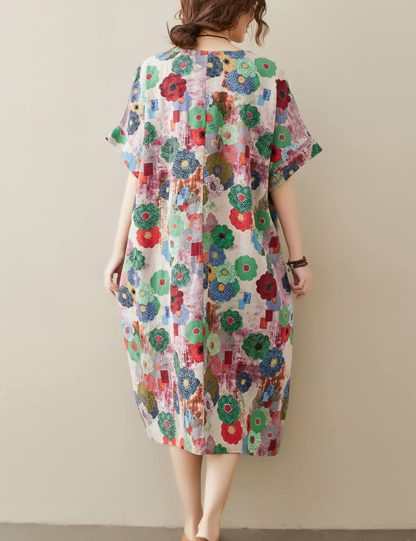 Colorful floral print loose dress - Image 6