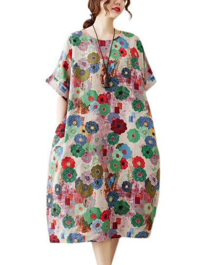 Colorful floral print loose dress - Image 5