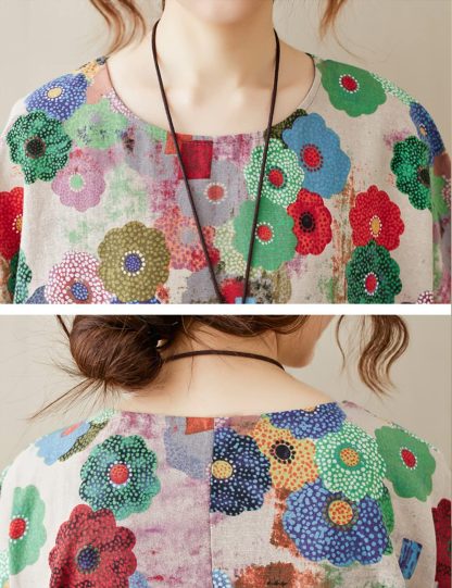 Colorful floral print loose dress - Image 2