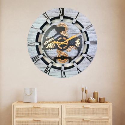 Industrial style mechanical aesthetic gear art wall clock