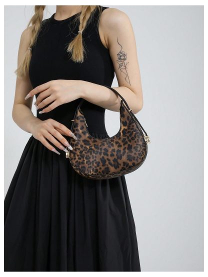 Leopard print hobo underarm bag