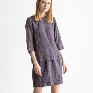 Women's Linen Elastic Waist Midi Skirt