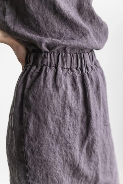 Women's Linen Elastic Waist Midi Skirt - Image 4