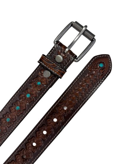 Carved and inlaid turquoise belt - Image 8