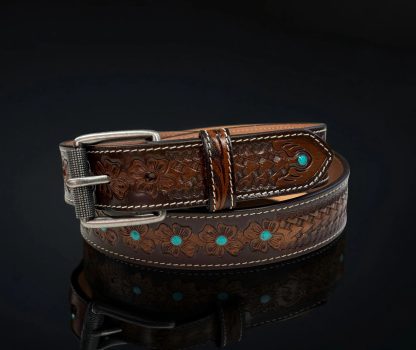 Carved and inlaid turquoise belt - Image 5