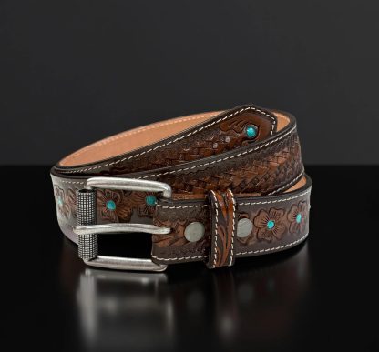 Carved and inlaid turquoise belt - Image 4