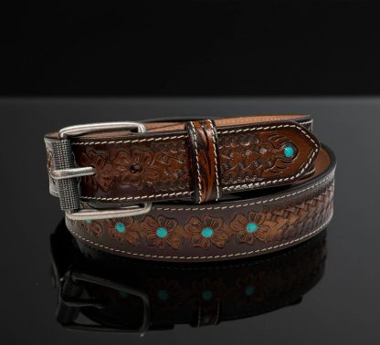 Carved and inlaid turquoise belt - Image 2