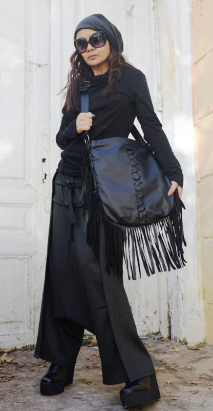 Dark style tassel decorative shoulder bag