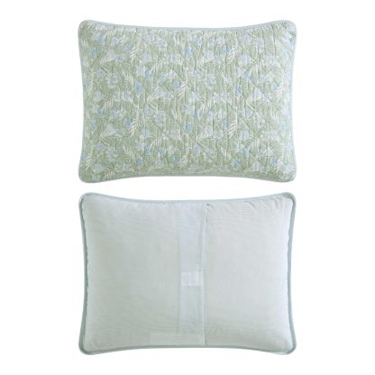 Light green leaf pattern quilted three-piece bed cover set - Image 5