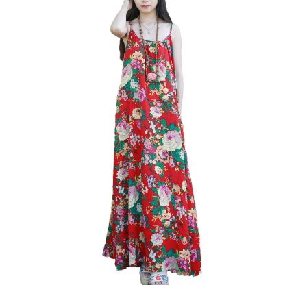 Warm printed suspender maxi dress - Image 8