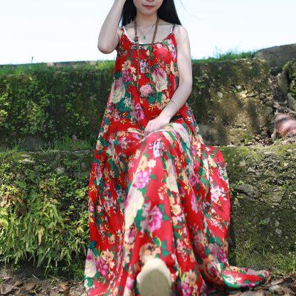 Warm printed suspender maxi dress - Image 7