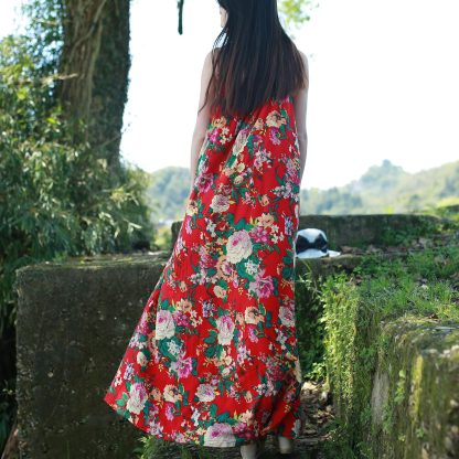 Warm printed suspender maxi dress - Image 4