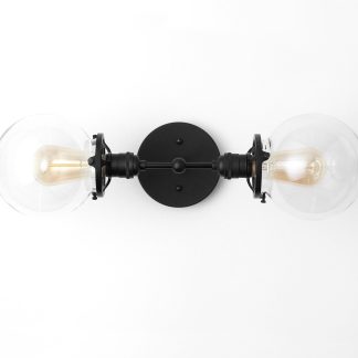 Industrial style transparent ball double head wall lamp
