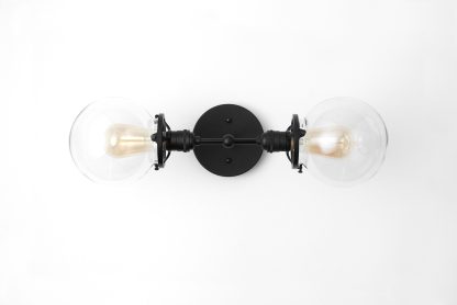 Industrial style transparent ball double head wall lamp