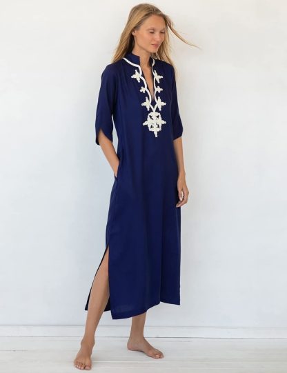 Embroidered long gown dress