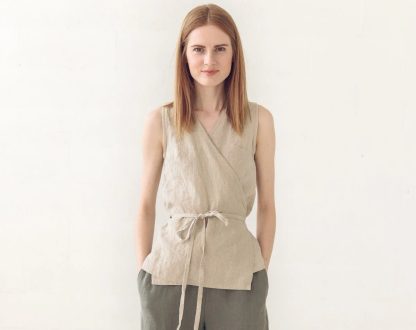 Women's Linen Wrap Vest - Image 2