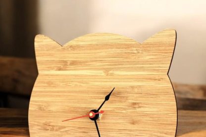 Cute cat ear bamboo wall clock - Image 5