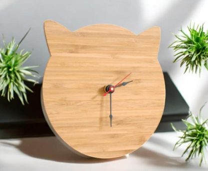 Cute cat ear bamboo wall clock - Image 4