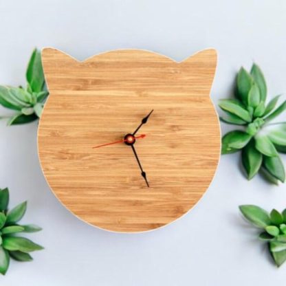 Cute cat ear bamboo wall clock - Image 2