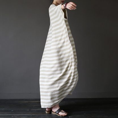 Literary cotton and linen striped dress - Image 7