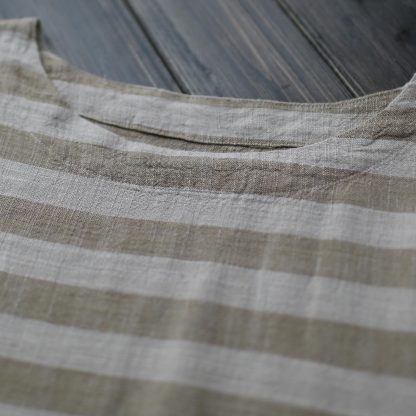 Literary cotton and linen striped dress - Image 4
