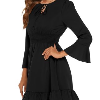 Hepburn-style waisted little black dress