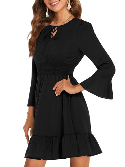 Hepburn-style waisted little black dress