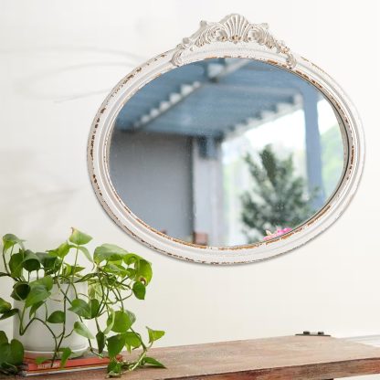 French retro carved oval mirror - Image 7
