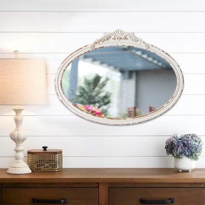 French retro carved oval mirror - Image 6