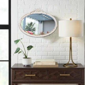 French retro carved oval mirror