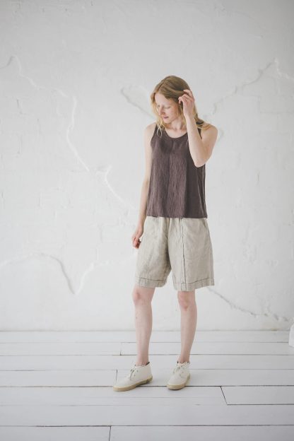 Women's Linen Elastic Waist Bermuda Shorts - Image 2