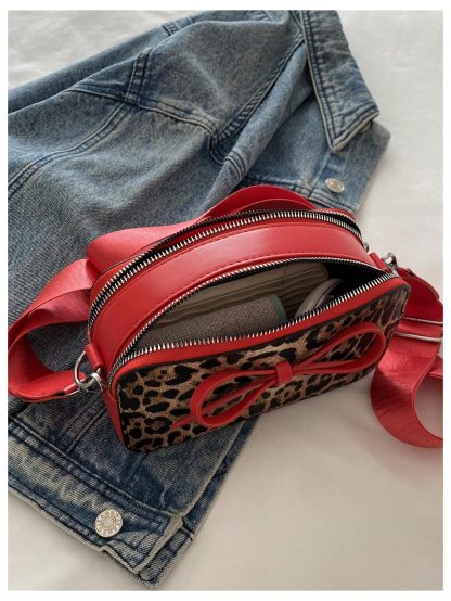 Sweet leopard print bow crossbody bag - Image 4