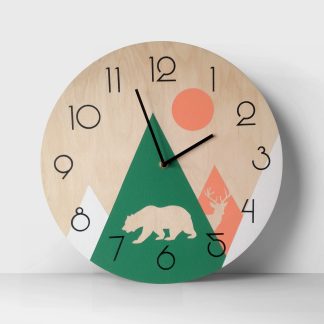 Forest theme contrasting wooden wall clock