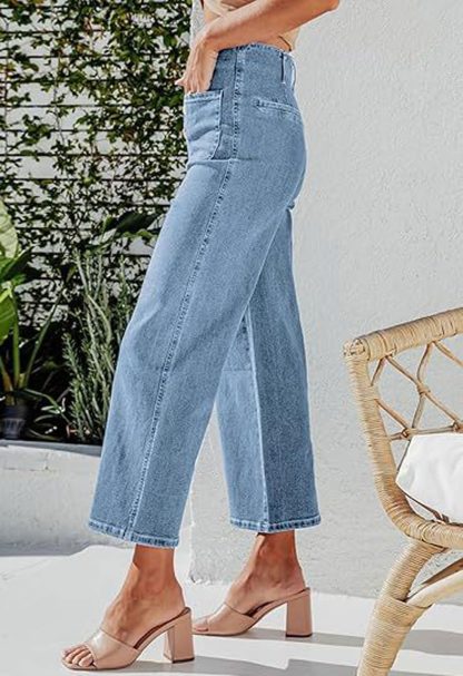 Women's high-rise button-front wide-leg jeans - Image 4