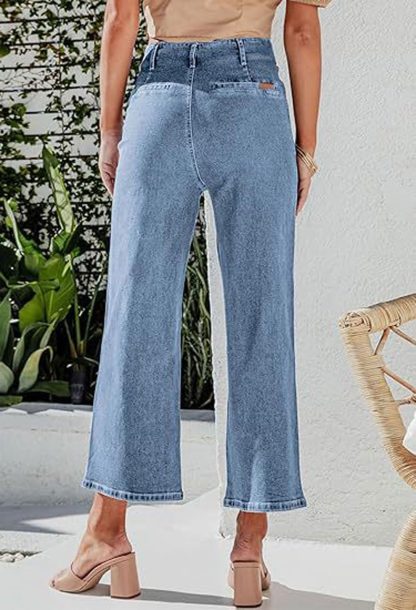 Women's high-rise button-front wide-leg jeans - Image 2