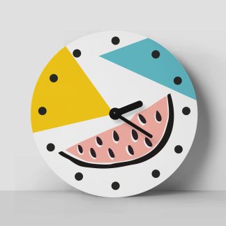 Fun watermelon contrasting wooden wall clock