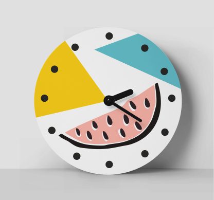 Fun watermelon contrasting wooden wall clock