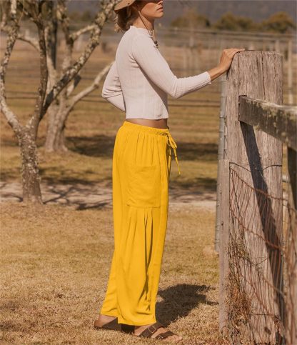 Women's high-waist drawstring wide-leg pants - Image 6