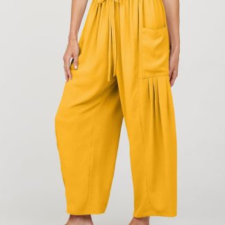 Women's high-waist drawstring wide-leg pants