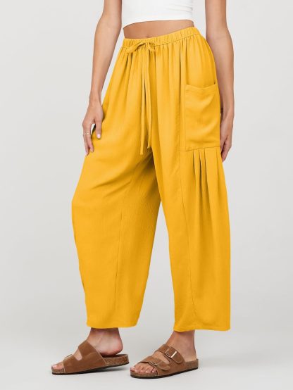 Women's high-waist drawstring wide-leg pants